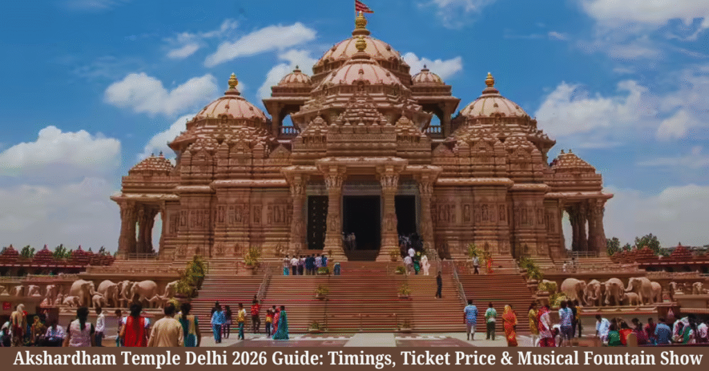 Akshardham Temple Delhi 2026 Guide Timings, Ticket Price & Musical Fountain Show